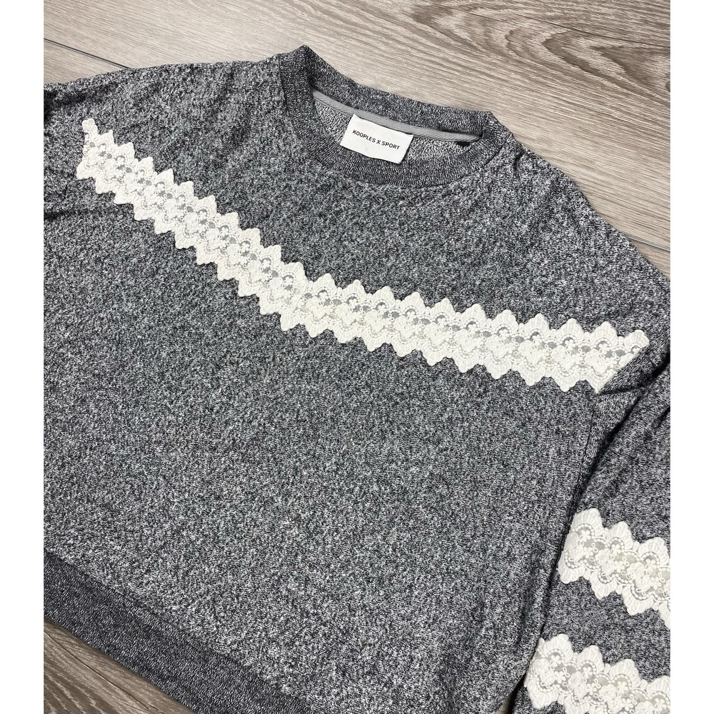 Kooples X Sport Women's Lace Embellished Pullover Sweater Grey Size 4 US 10